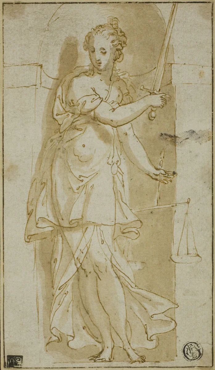 Justice by Bernardino India, drawing, 1550-1569