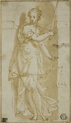 Justice by Bernardino India, drawing, 1550-1569