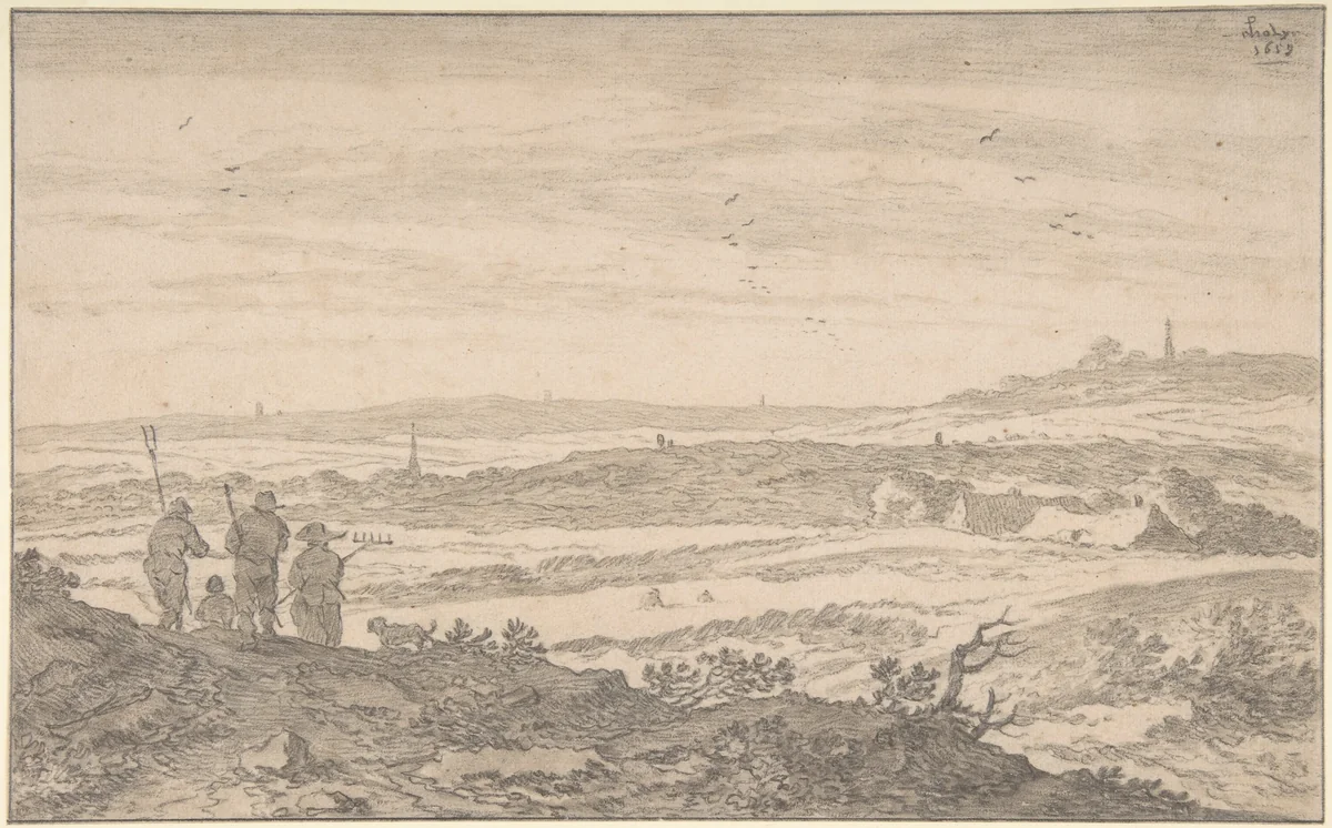 Landscape with Figures by Pieter de Molijn, drawing, 1659
