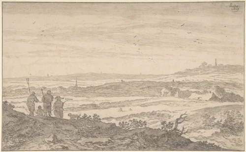 Landscape with Figures by Pieter de Molijn, drawing, 1659
