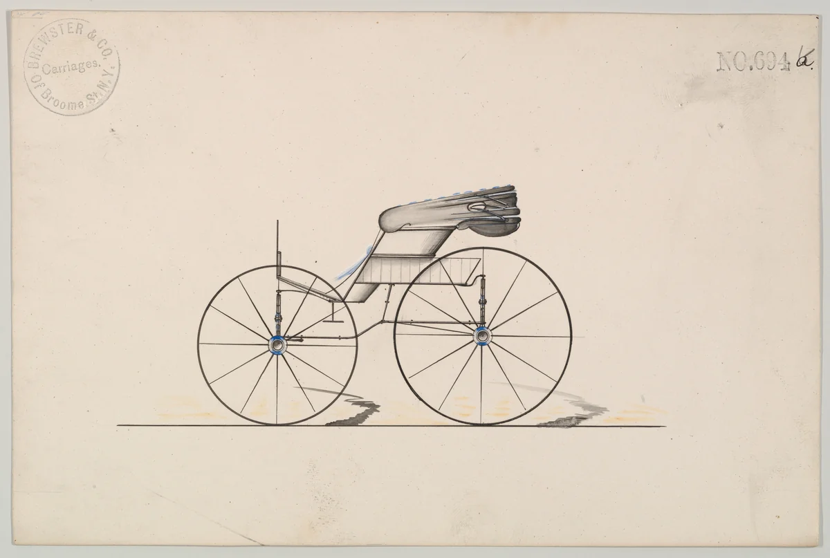 Road Wagon #694b by Brewster & Co., drawing, 1865-1875