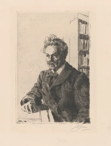 August Strindberg by Anders Zorn, print, 1910