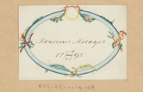 Bruiloftskaart voor 'Monsieur Metayer' by anonymous, drawing, 1793