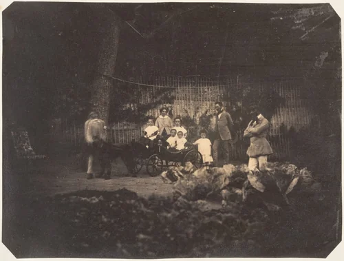 Jardin zoologique de Bruxelles; Les trois jumeaux fils de Mr. Lebens et toute la famille by Louis Pierre Théophile Dubois de Nehaut, photograph, 1854-1856