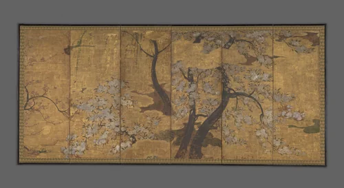 Cherry, Plum and Willow Trees by Unidentified Artist, painting, 1600-1633