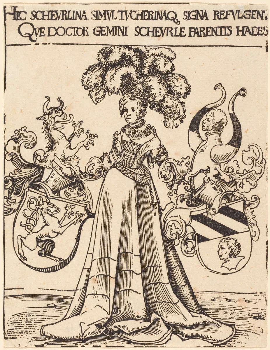 Bookplate of Scheurl and Tucher by Lucas Cranach, print, 1472-1553