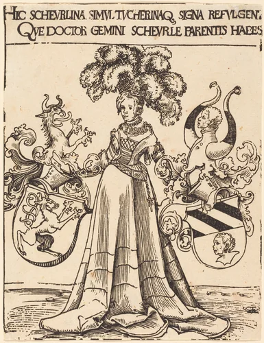 Bookplate of Scheurl and Tucher by Lucas Cranach, print, 1472-1553