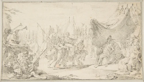 Illustration for a Book: General Carried in Triumph by Giovanni Battista Tiepolo, drawing, 1696-1770