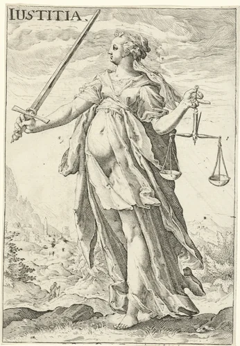 Rechtvaardigheid (Justitia) by anonymous, print, 1585-1637