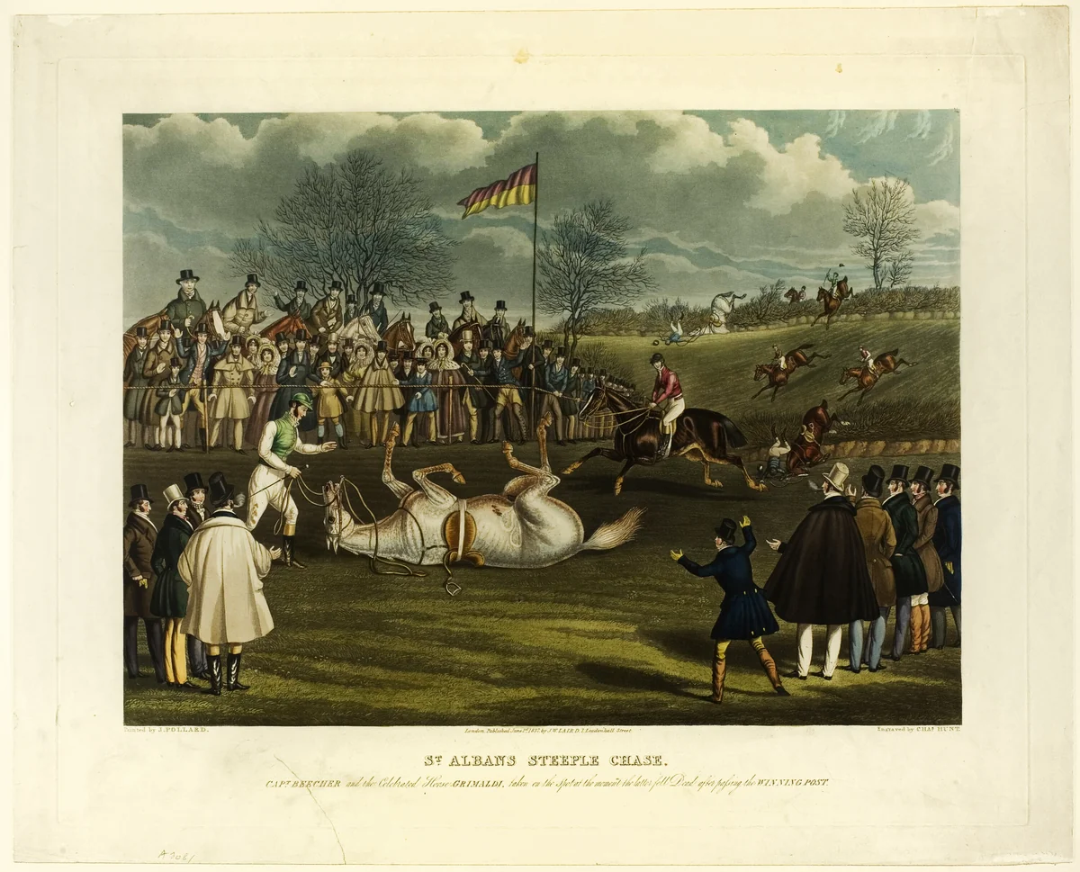 Saint Albans Steeplechase by Charles Hunt, print, 1837