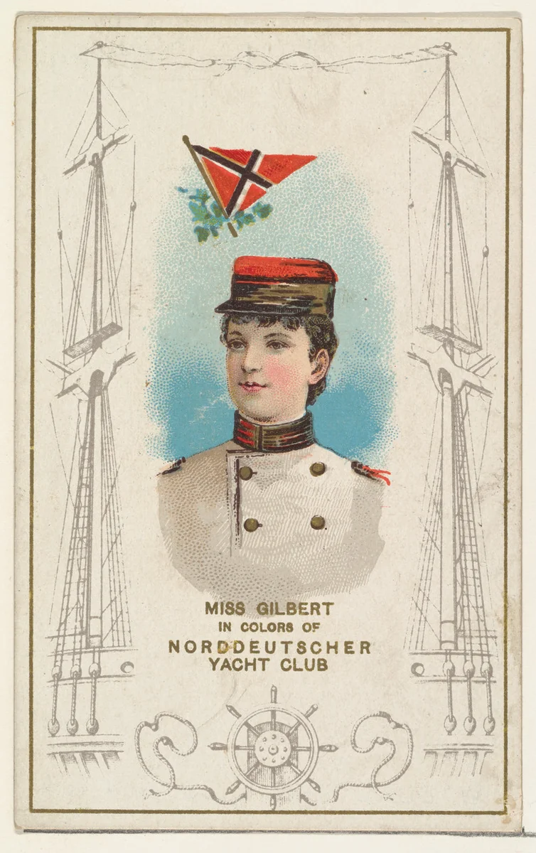 Miss Gilbert in Colors of Norddeutscher Yacht Club, from the Yacht Colors of the World series (N140) issued by Duke Sons & Co. to promote Honest Long Cut Tobacco by W. Duke, Sons & Co., print, 1890