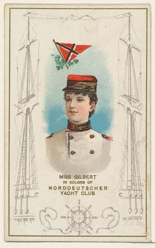 Miss Gilbert in Colors of Norddeutscher Yacht Club, from the Yacht Colors of the World series (N140) issued by Duke Sons & Co. to promote Honest Long Cut Tobacco by W. Duke, Sons & Co., print, 1890