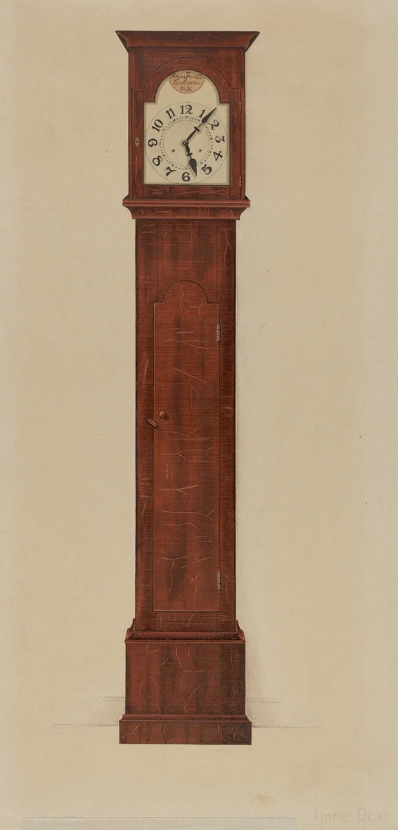 Shaker Clock by Anne Ger, index of american design, 1937