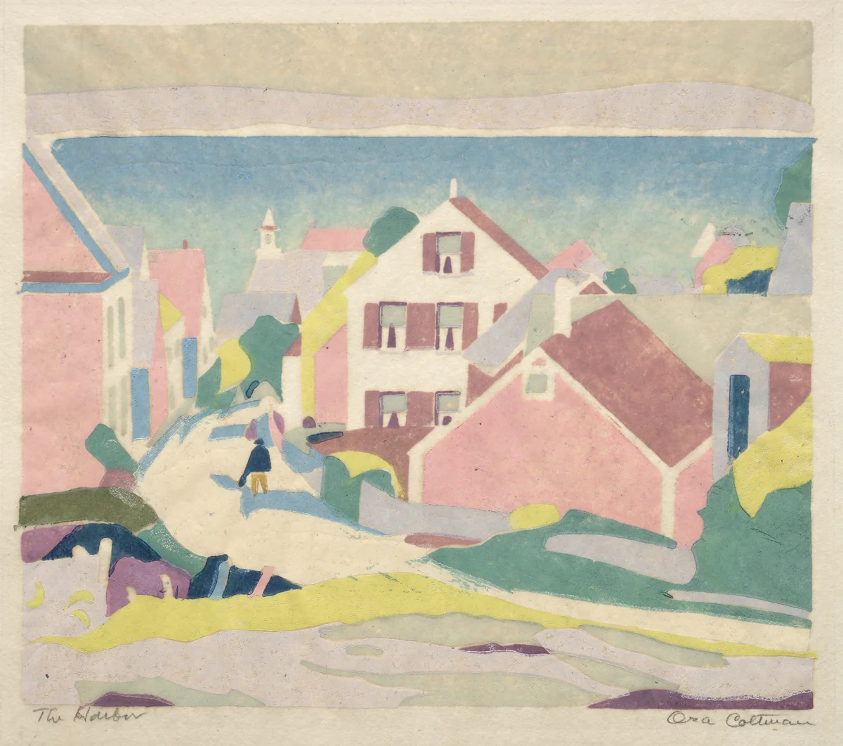 The Harbor by Ora Coltman, print, 1928