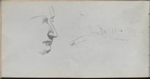 Sketchbook, page 80: Study of Faces by Ernest Meissonier, book, 1860-1869