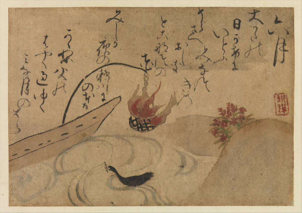 “Sixth Month” from Fujiwara no Teika’s “Birds and Flowers of the Twelve Months” by Ogata Kenzan, painting, 1743