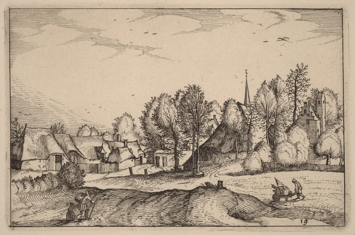 Road into a Village by Claes Jansz Visscher, print, 1586-1652