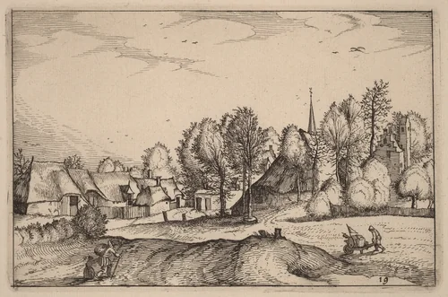 Road into a Village by Claes Jansz Visscher, print, 1586-1652