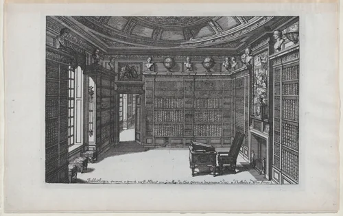 Interior of a Library, from Nouveaux Liure da Partements, part of Œuvres du Sr. D. Marot by Daniel Marot, print, 1703-1713