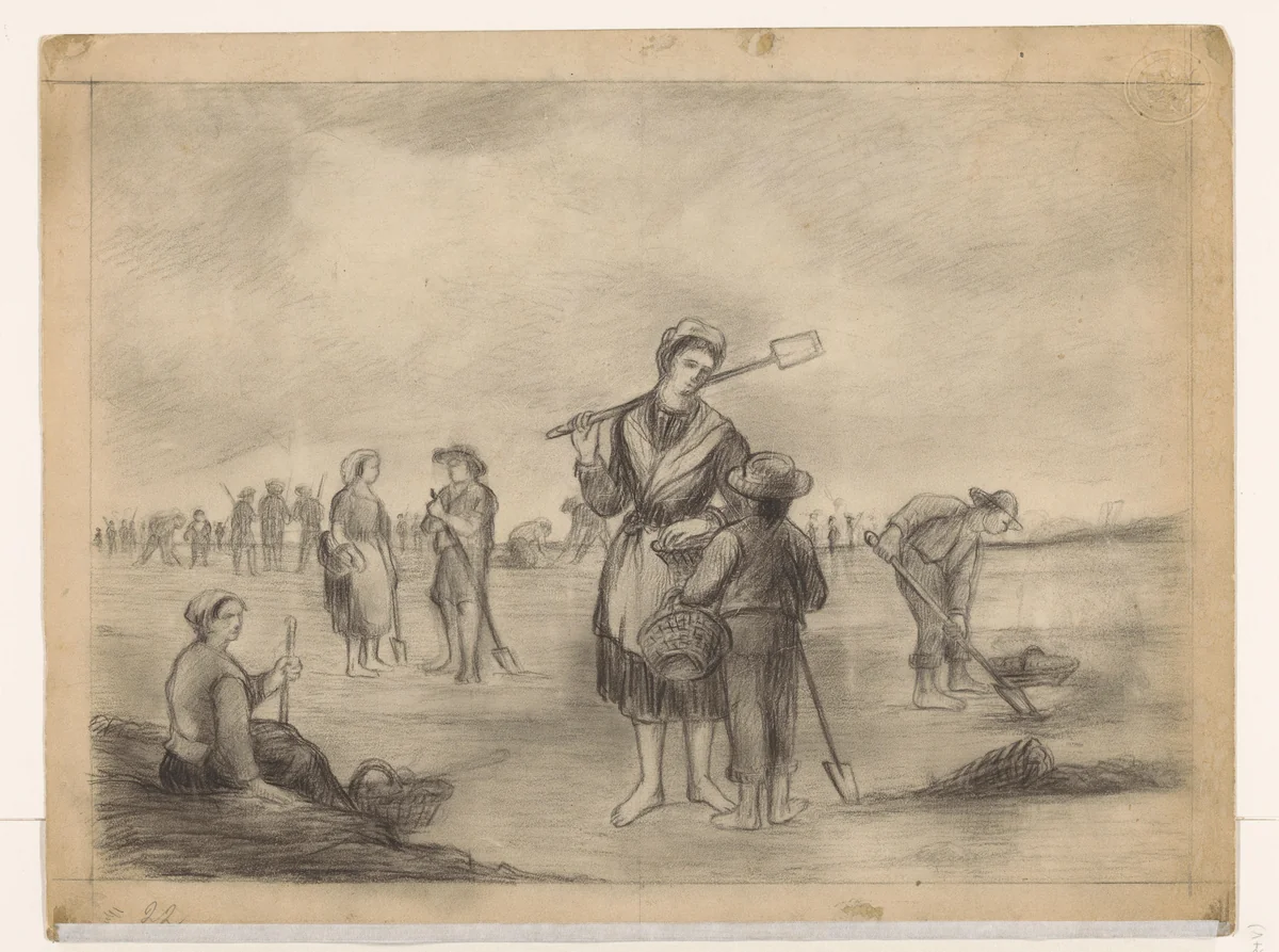 Arbeiders op het land by anonymous, drawing, 1800-1900