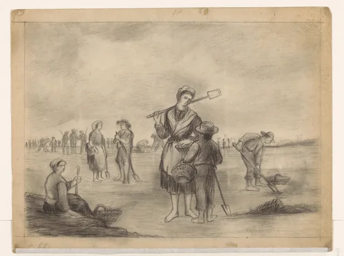 Arbeiders op het land by anonymous, drawing, 1800-1900