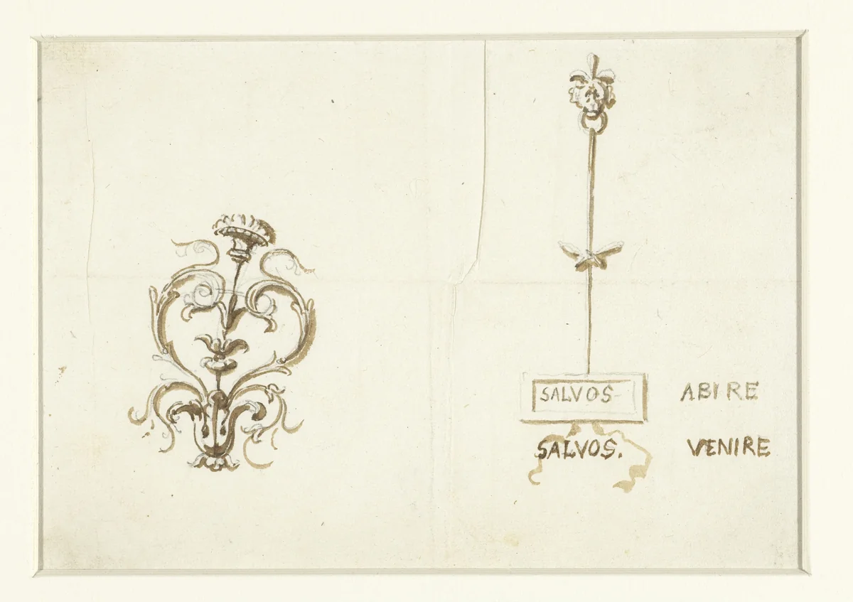 Antiek ornament by Etienne de Lavallée-Poussin, drawing, 1762-1777