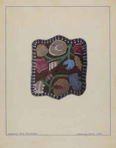 Beaded Pin Cushion by J. Howard Iams, index of american design, 1937