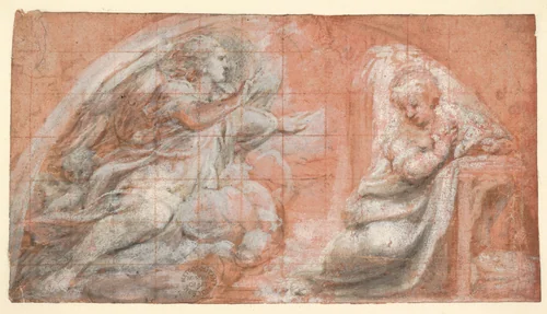 The Annunciation by Correggio, drawing, 1517-1530