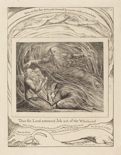 The Lord Answering Job out of the Whirlwind by William Blake, print, 1825