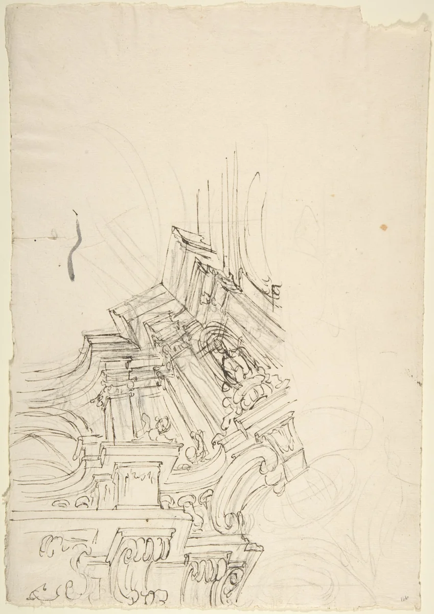 Design for the Corner of a Ceiling by anonymous, drawing, 1700-1780