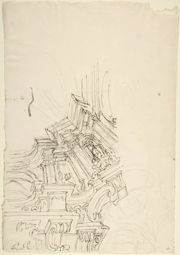 Design for the Corner of a Ceiling by anonymous, drawing, 1700-1780