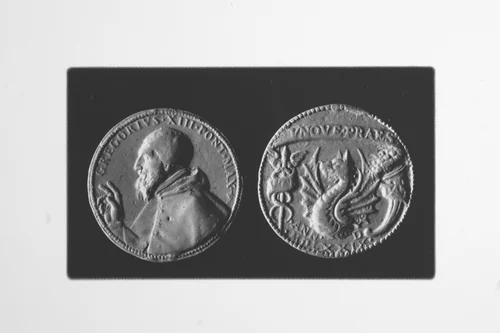 Pope Gregory XIII (Ugo Buoncompagni, 1502–1585, pope 1572), Promulger of the Gregorian Calendar by Giovanni V. Melon, metalwork, 1579