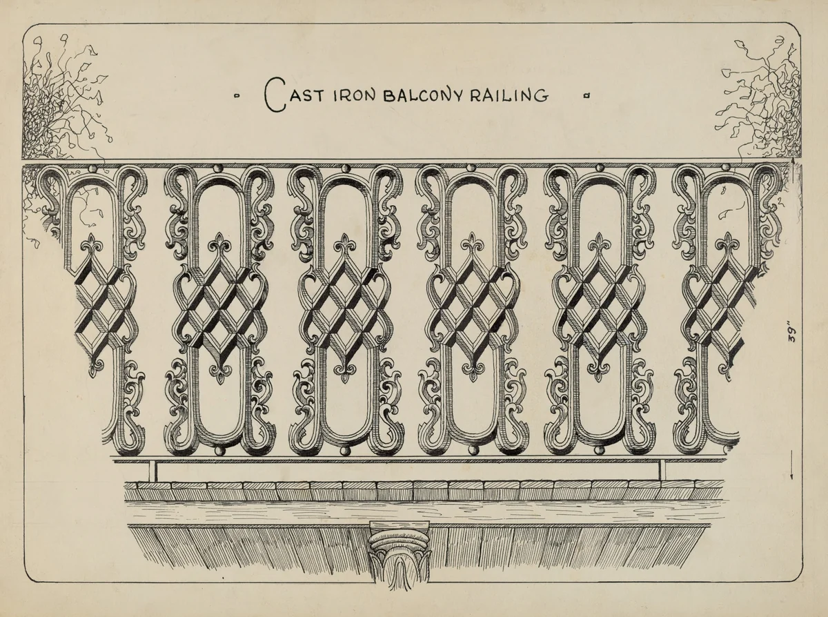 Cast Iron Balcony Rail by Ray Price, index of american design, 1936