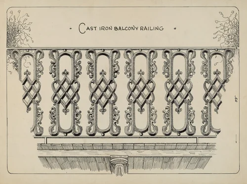 Cast Iron Balcony Rail by Ray Price, index of american design, 1936