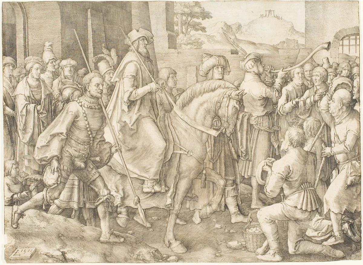 The Triumph of Mordecai by Lucas van Leyden, print, 1515
