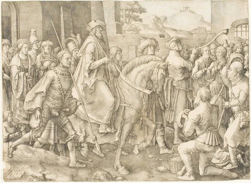 The Triumph of Mordecai by Lucas van Leyden, print, 1515