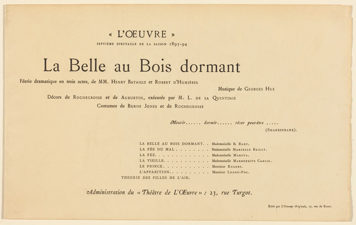 La Belle au bois dormant by Edward Coley Burne-Jones, print, 1894