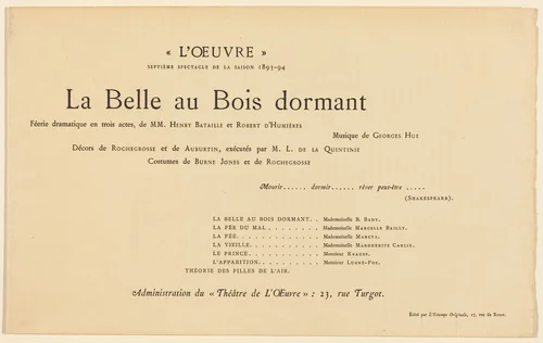 La Belle au bois dormant by Edward Coley Burne-Jones, print, 1894