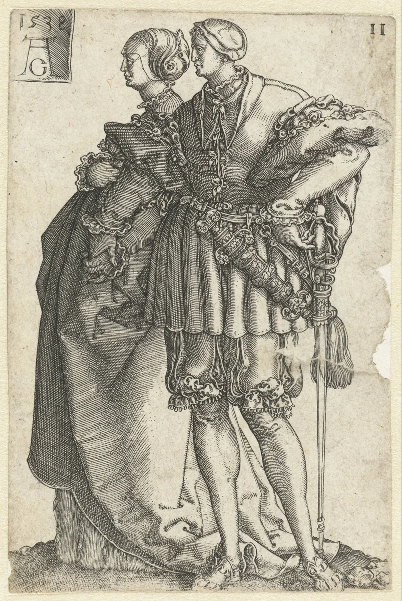 Dansend paar no. 11 by Unknown, print, 1538