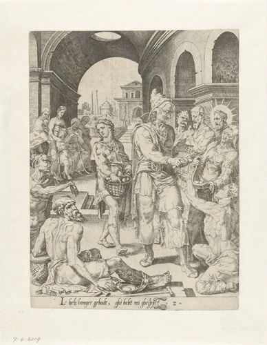 Hongerigen spijzigen by Dirck Volckertsz. Coornhert, print, 1552