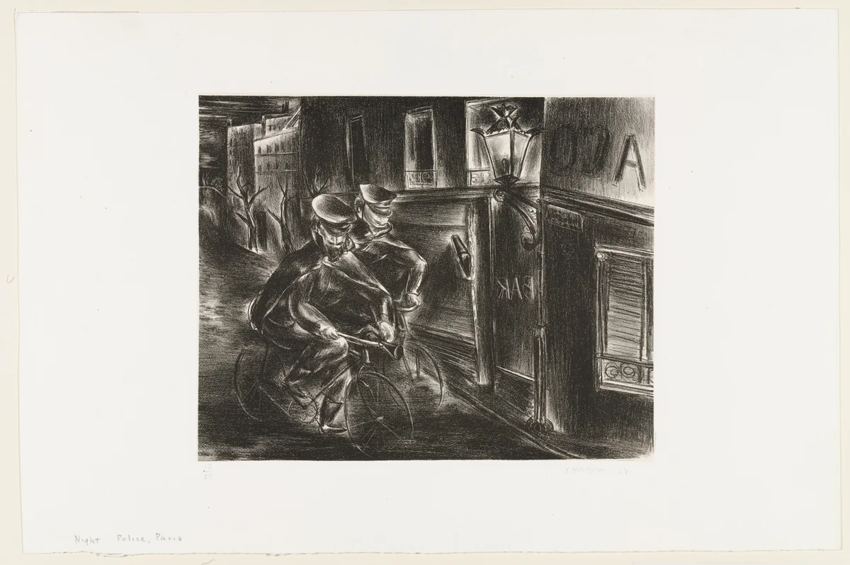 Night Police, Paris by Yasuo Kuniyoshi, print, 1928