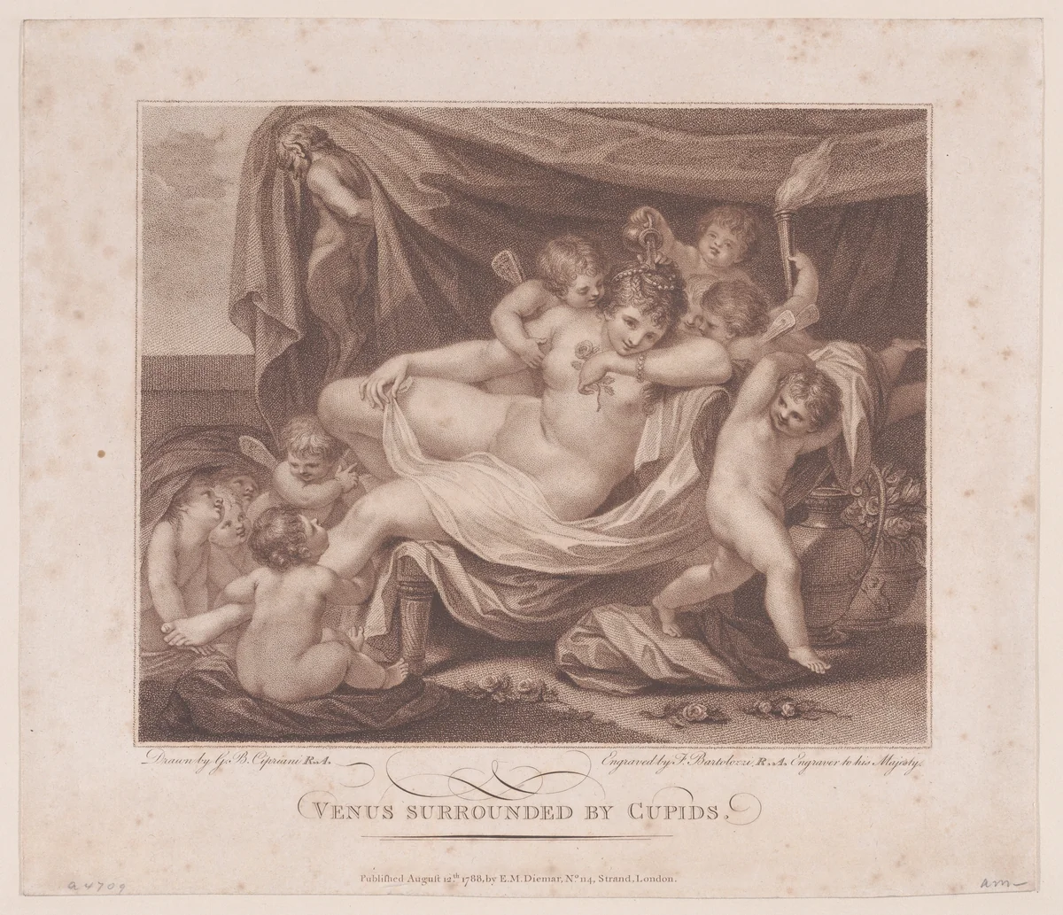 Venus Surrounded by Cupids by Francesco Bartolozzi, print, 1788
