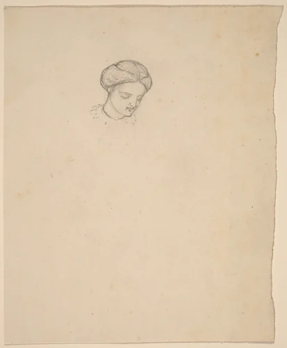 Study of a Girl's Head by Elihu Vedder, drawing, 1858