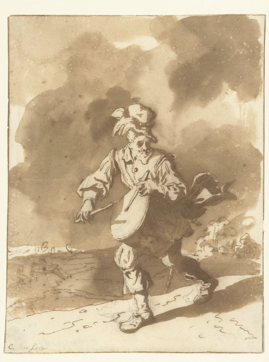 The Drummer by Cornelis Dusart, drawing, 1670-1704
