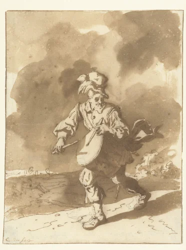 The Drummer by Cornelis Dusart, drawing, 1670-1704