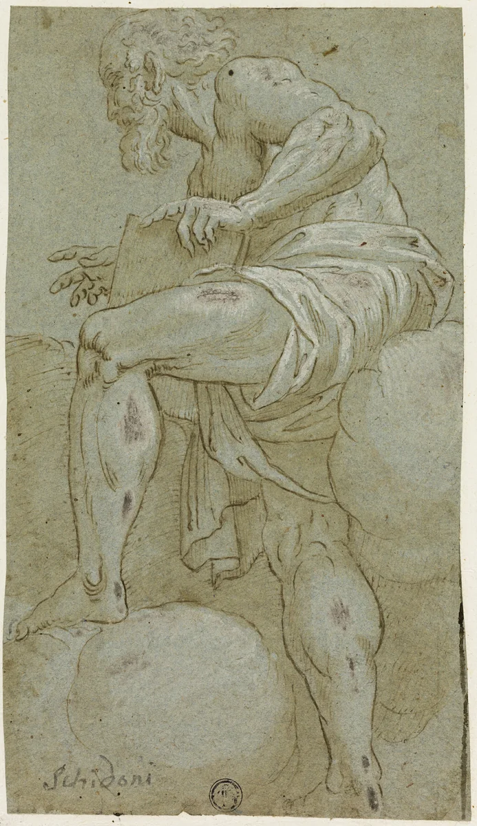 Standing Prophet Holding a Book by Lattanzio Gambara, drawing, 1550-1599