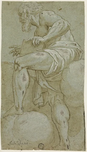 Standing Prophet Holding a Book by Lattanzio Gambara, drawing, 1550-1599