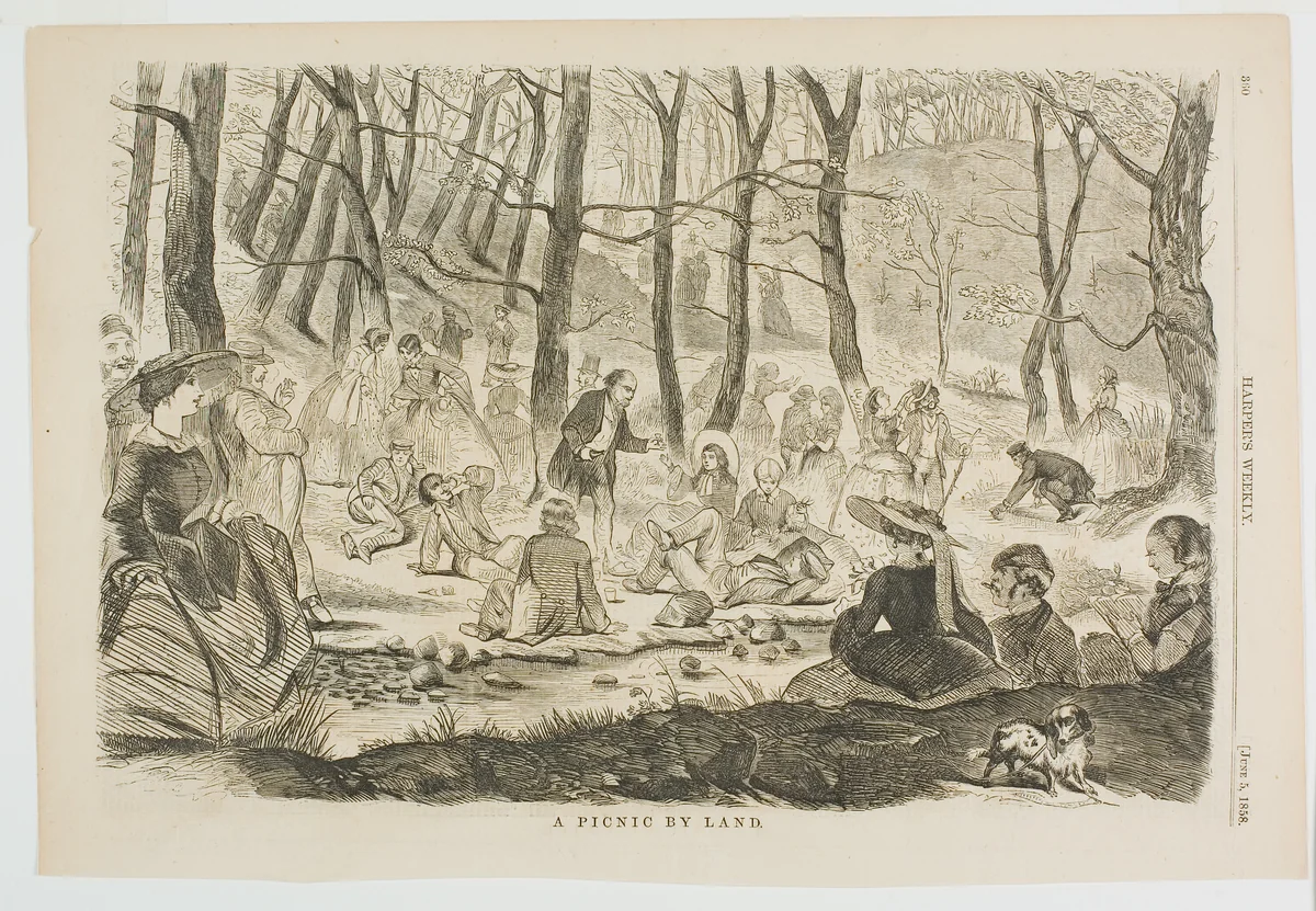 A Picnic By Land by Winslow Homer, print, 1858