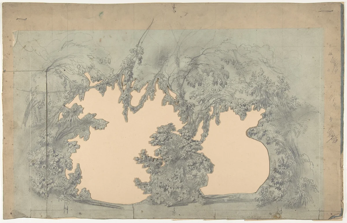 Design for a Stage Set at the Opéra, Paris by Eugène Cicéri, drawing, 1828-1890