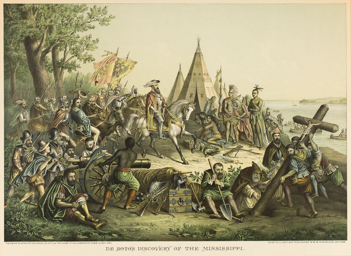 DeSoto's Discovery of the Mississippi River by Unknown Artist, print, 1896